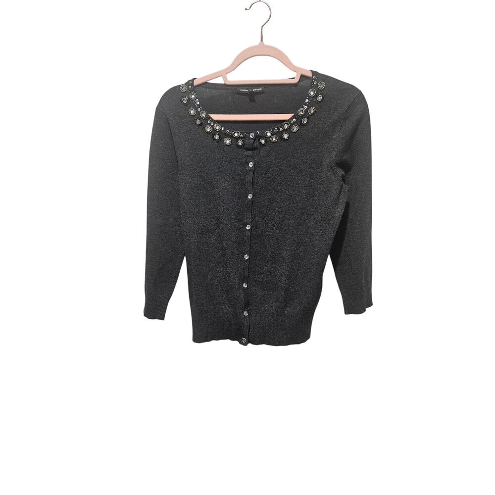 Women's Cable & Gauge Cardigan Sweater with Bling Size M